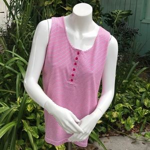 Vintage White & Hot Pink Cotton Tank Top size Med